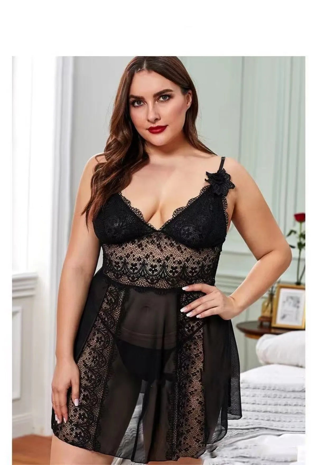 Luxury Purple Lace Babydoll Night Dress