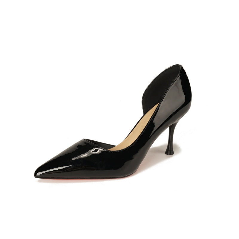 “Step by Step Lotus" 26Th Anniversary New Model Pointed Toe Thin Heel 5.5cm Sexy Red Sole Toe-Protecting Cotton Side Cutout High Heels 885