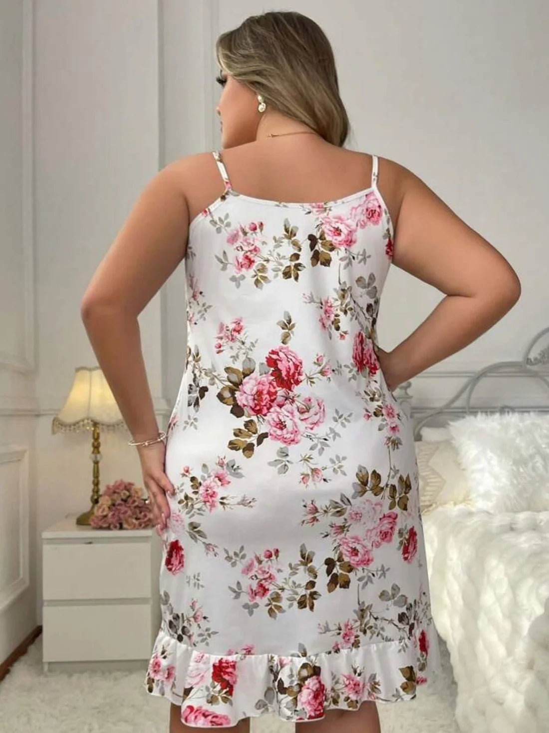 Flower Printed Sexy Nighty Dress
