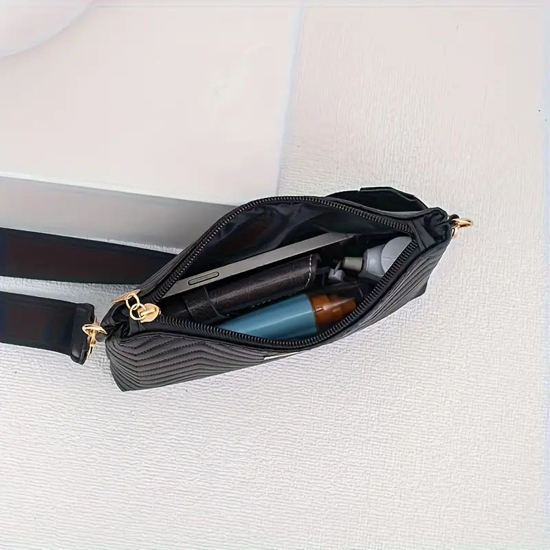2025 New Wave Pattern Elegant Long Wallet Iron Piece Decorated Hand-Held Shoulder Crossbody Women's Bag Fashion Bag