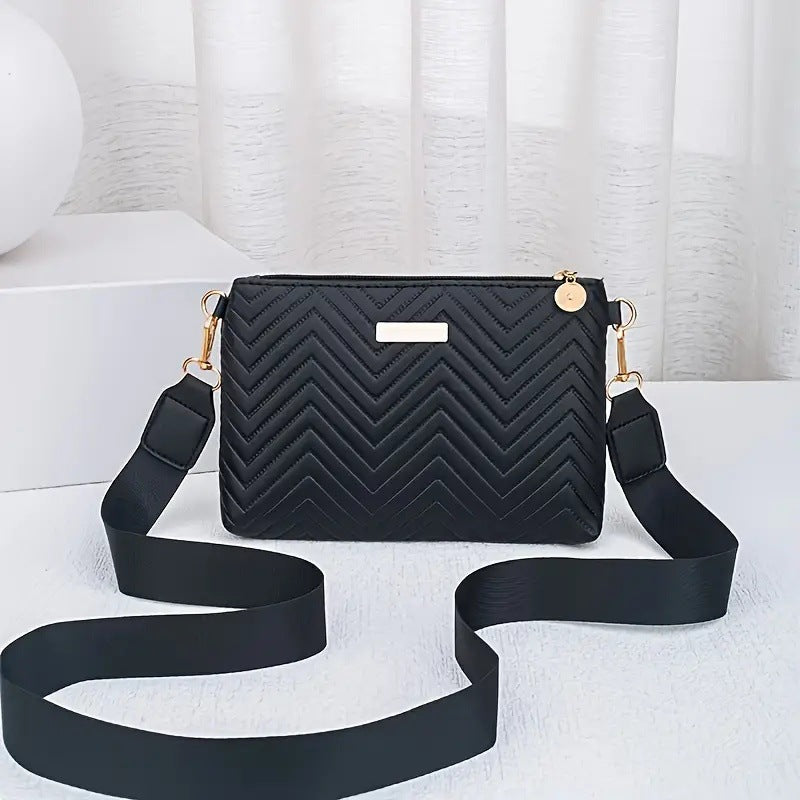 2025 New Wave Pattern Elegant Long Wallet Iron Piece Decorated Hand-Held Shoulder Crossbody Women's Bag Fashion Bag