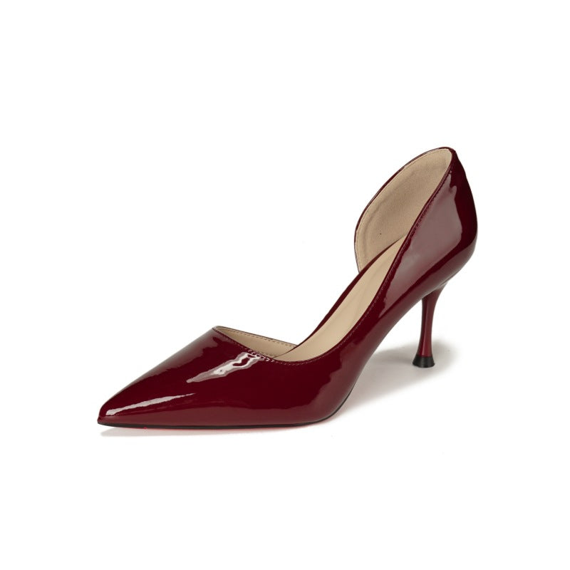“Step by Step Lotus" 26Th Anniversary New Model Pointed Toe Thin Heel 5.5cm Sexy Red Sole Toe-Protecting Cotton Side Cutout High Heels 885
