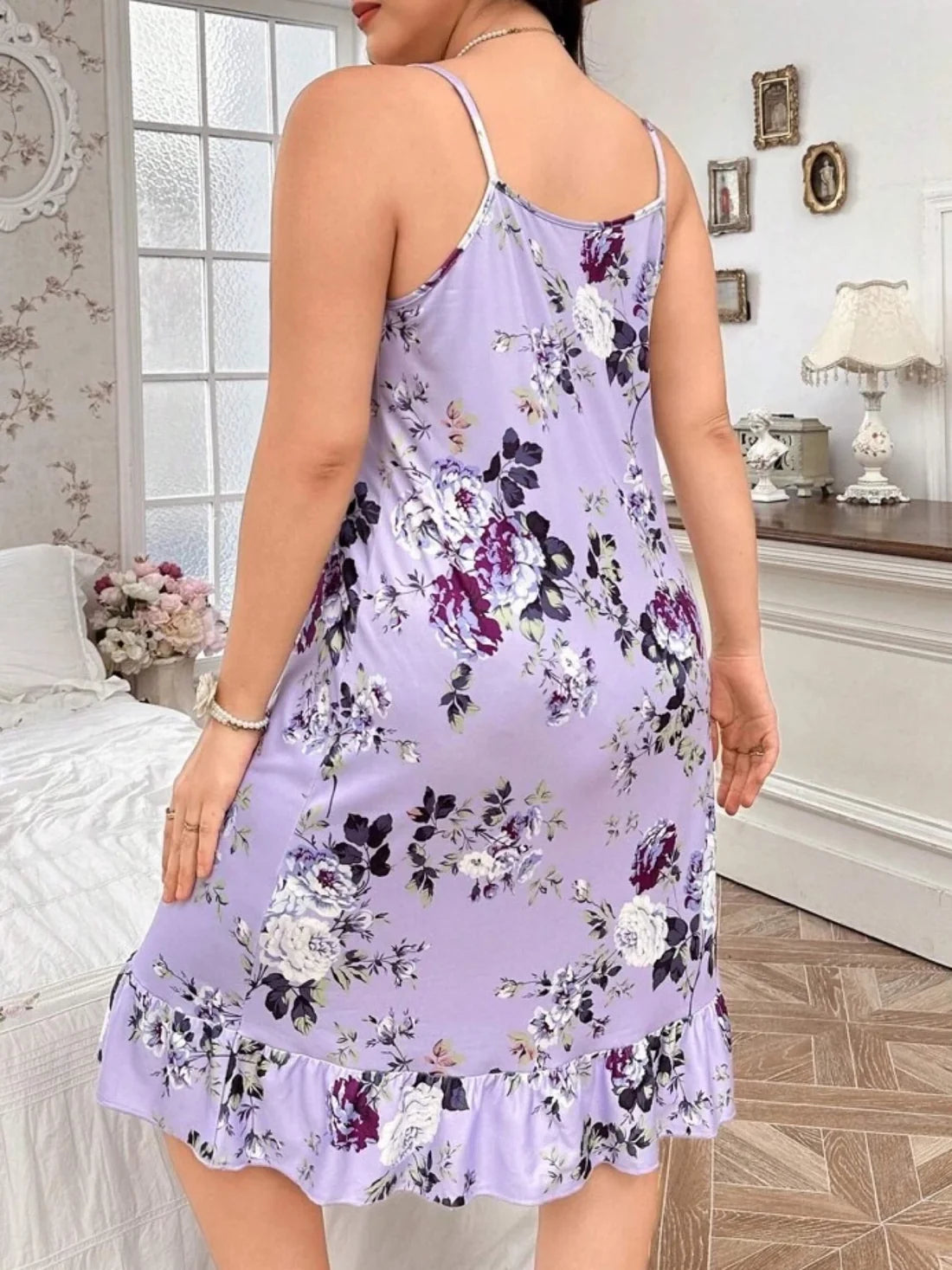 Flower Printed Sexy Nighty Dress