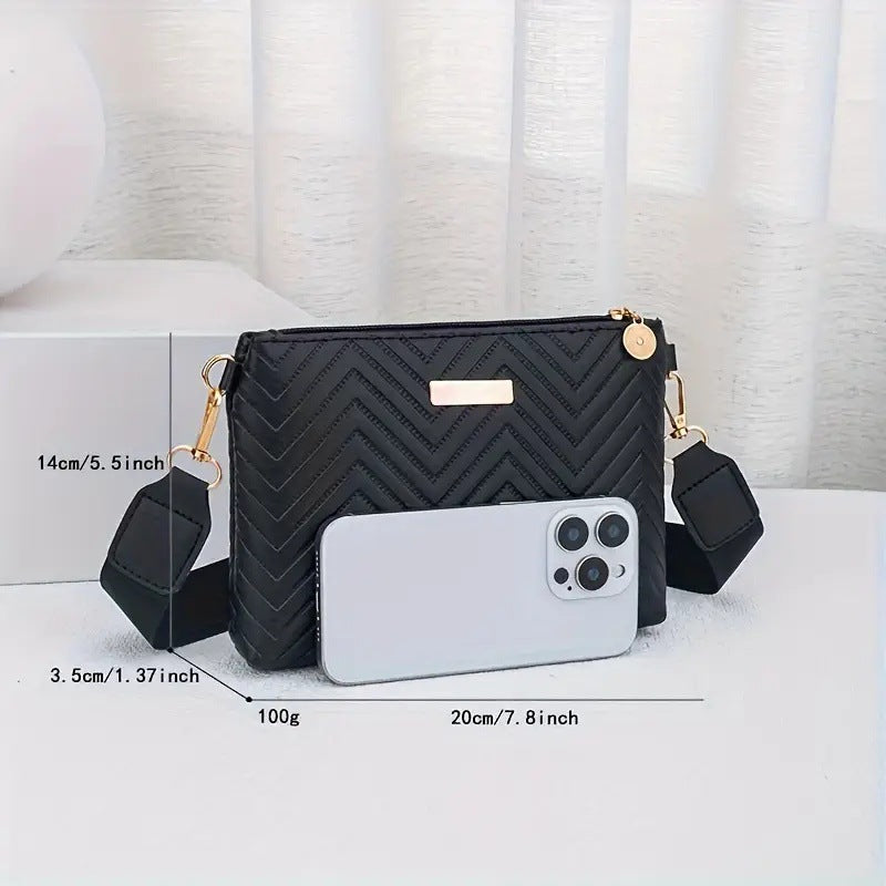 2025 New Wave Pattern Elegant Long Wallet Iron Piece Decorated Hand-Held Shoulder Crossbody Women's Bag Fashion Bag