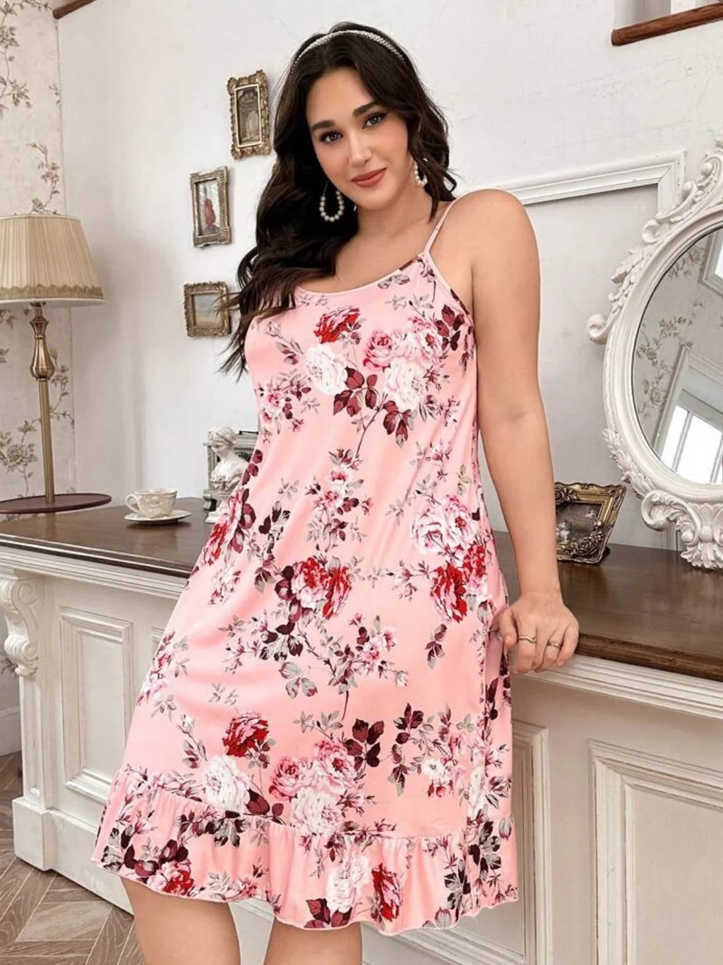 Flower Printed Sexy Nighty Dress