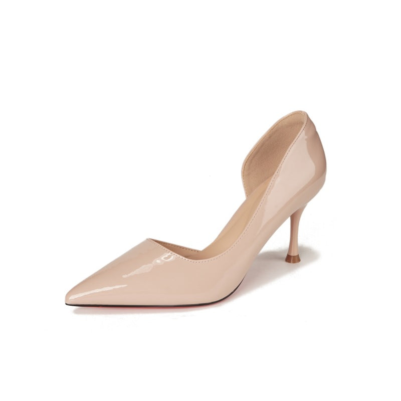 “Step by Step Lotus" 26Th Anniversary New Model Pointed Toe Thin Heel 5.5cm Sexy Red Sole Toe-Protecting Cotton Side Cutout High Heels 885