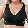 Plus Size mm Cup Middle-Aged Women's Underwear, Thin Cotton, Non-Padded, Full Cup Bra with Snap Fasteners